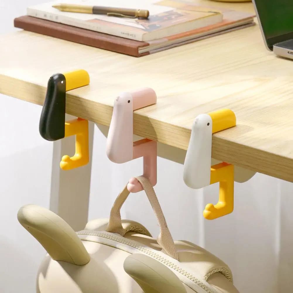 Pensando Pato Mochila Gancho Livre Soco Saco Mesa Lado Pendurado De Armazenamento Mágico