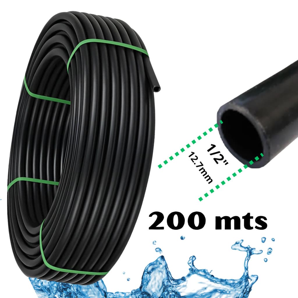 200 metros mangueira preta 1/2" polietileno para irrigação 1.2mm