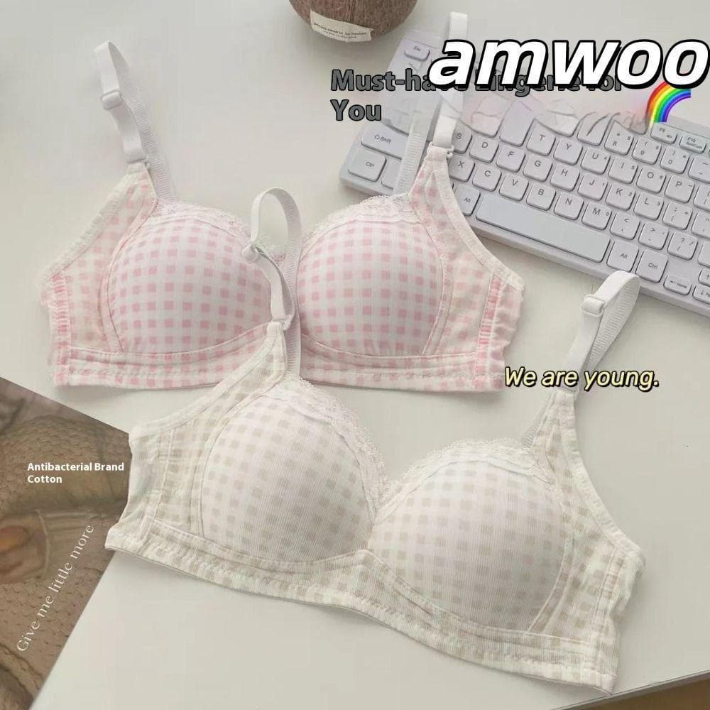 Sutiã Sem Costura AMWOO , Fio Respirável À Prova De Choque , Doce E Confortável De Usar De Renda Anti-Flacidez Para Meni
