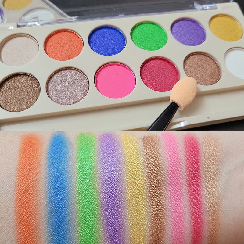 Paleta de sombras para maquiagem de palco, 12 cores, perolado, fosco, glitter fino, cor terra, laranja, dourado, amarelo