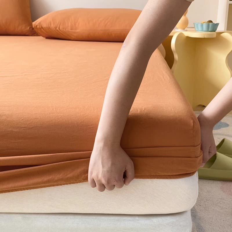 Ins lençol de algodão lavado conjunto de três peças lençol de cobertura de cama capa de colchão de peça única antiderrap