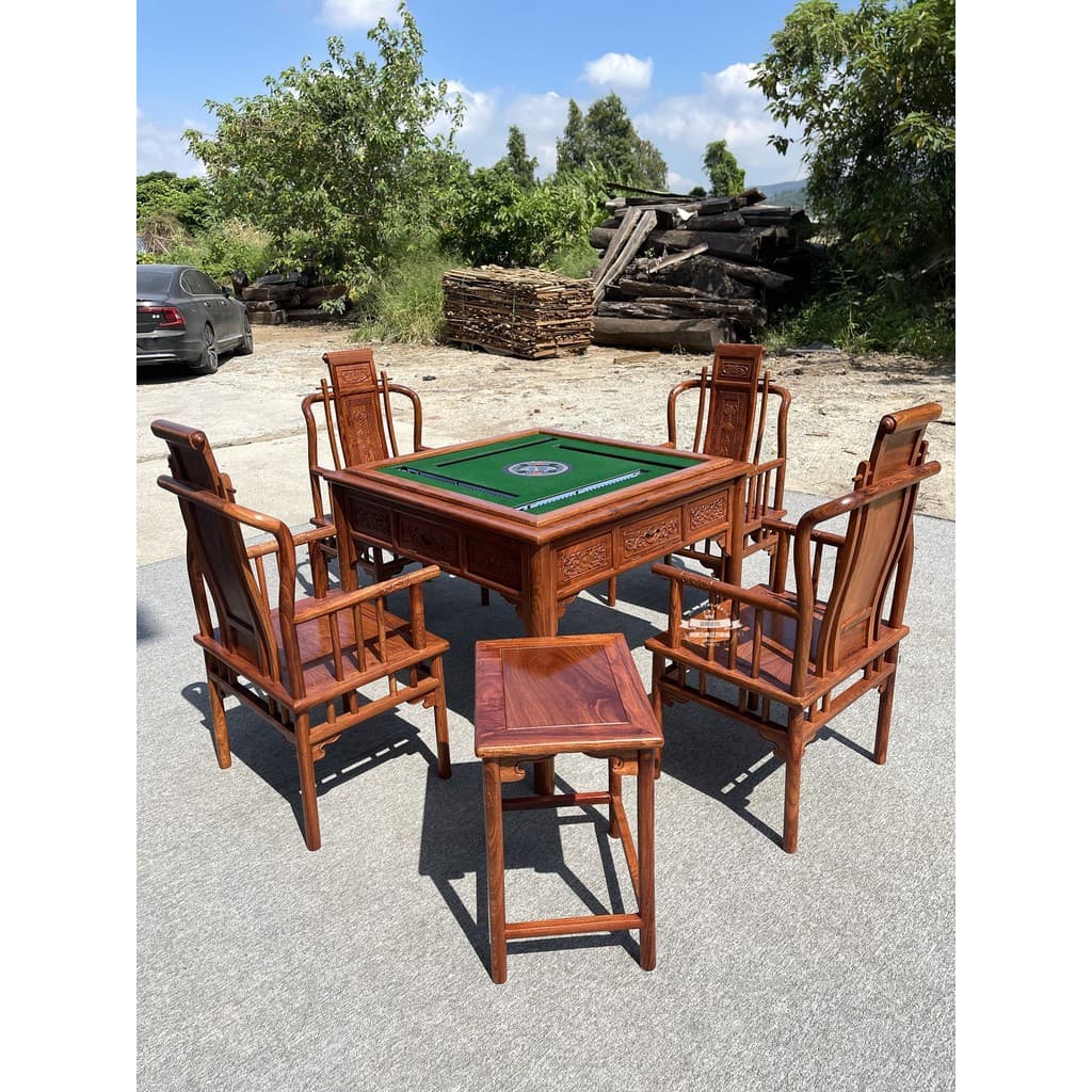 Mesa de Mahjong jacarandá ouriço sândalo vermelho estilo chinês madeira maciça mesa de xadrez automática mesa de jantar