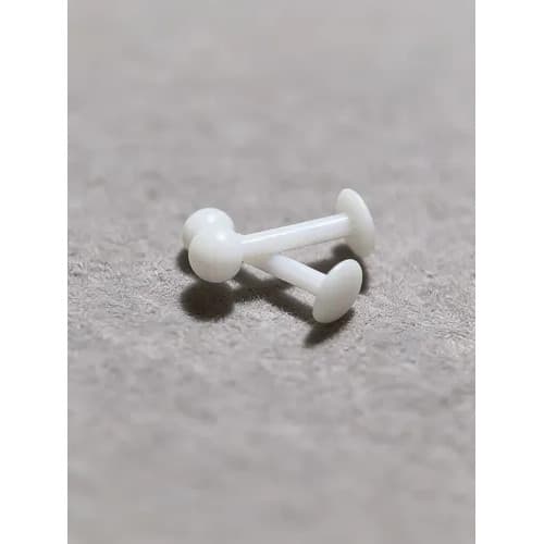 Piercing Labret Orelha 2 Unid Silicone Transparente Bioflex Kit 2 Unidades 8mm Branco