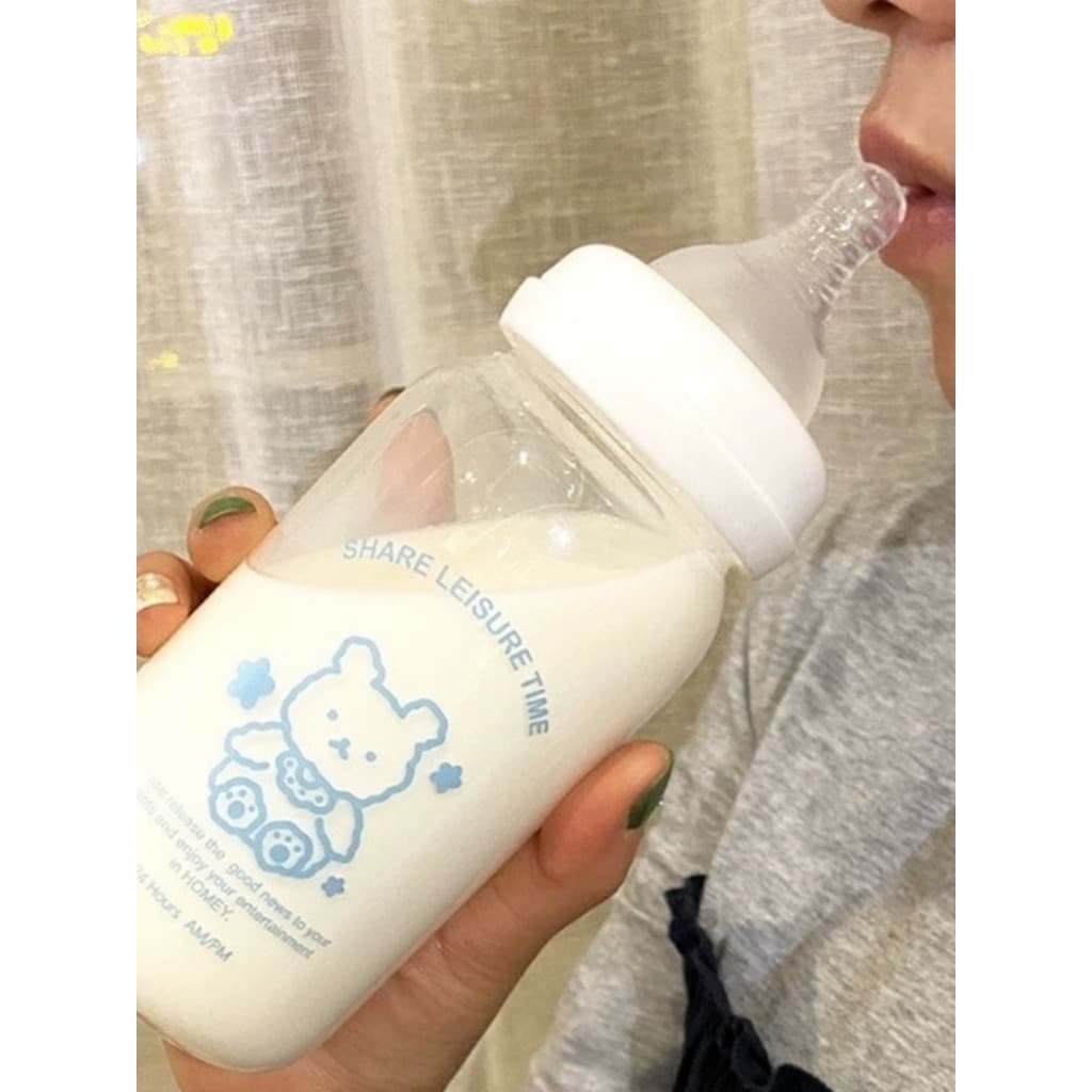 Copo de garrafa de bebê de vidro deitado novo estilo adulto estudante menina bonito após 00 masculino influenciador tend