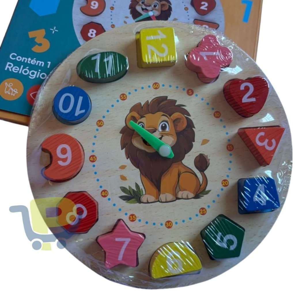 Brinquedo Educativo Infantil Relógio de Madeira com Formas e Números | Brinquedo Pedagógico Montessori Aprende Brincando