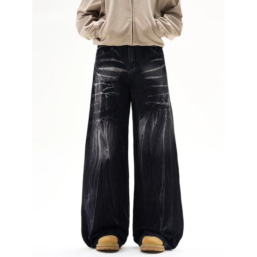Estilo Hong Kong na moda masculina verão novo estilo 2025 carta única Jeans Hip Hop ins na moda High Street na moda rufi