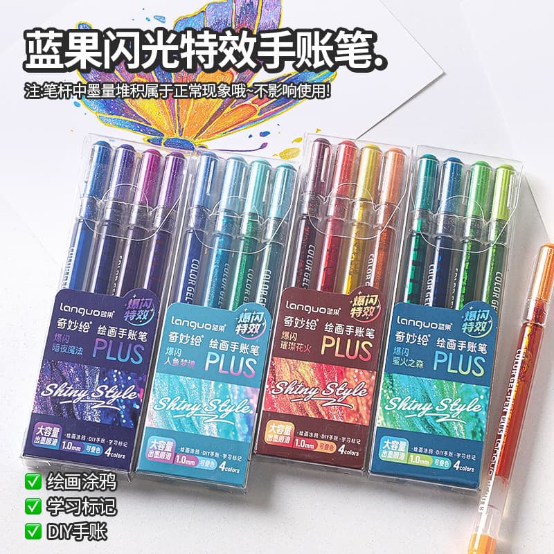 Caneta manual piscante de efeito especial Languo Strobe PLUS Duas cores 16 cores Marcador duplo piscante de grande capac