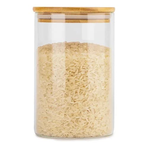 Pote De Vidro Tampa Bambu Para Mantimentos Capacidade 1100ml
