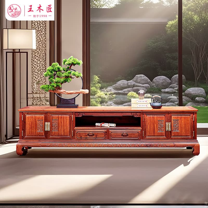 Wang carpinteiro mogno móveis mianmar jacarandá armário de TV grande fruta vermelho sândalo armário estilo chinês sala e