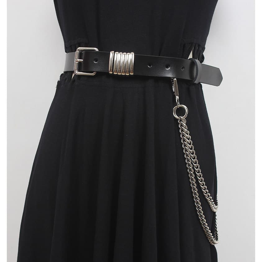 cinto feminino plus size cinto feminino Corrente de couro genuíno funcional escura retangular básica Original