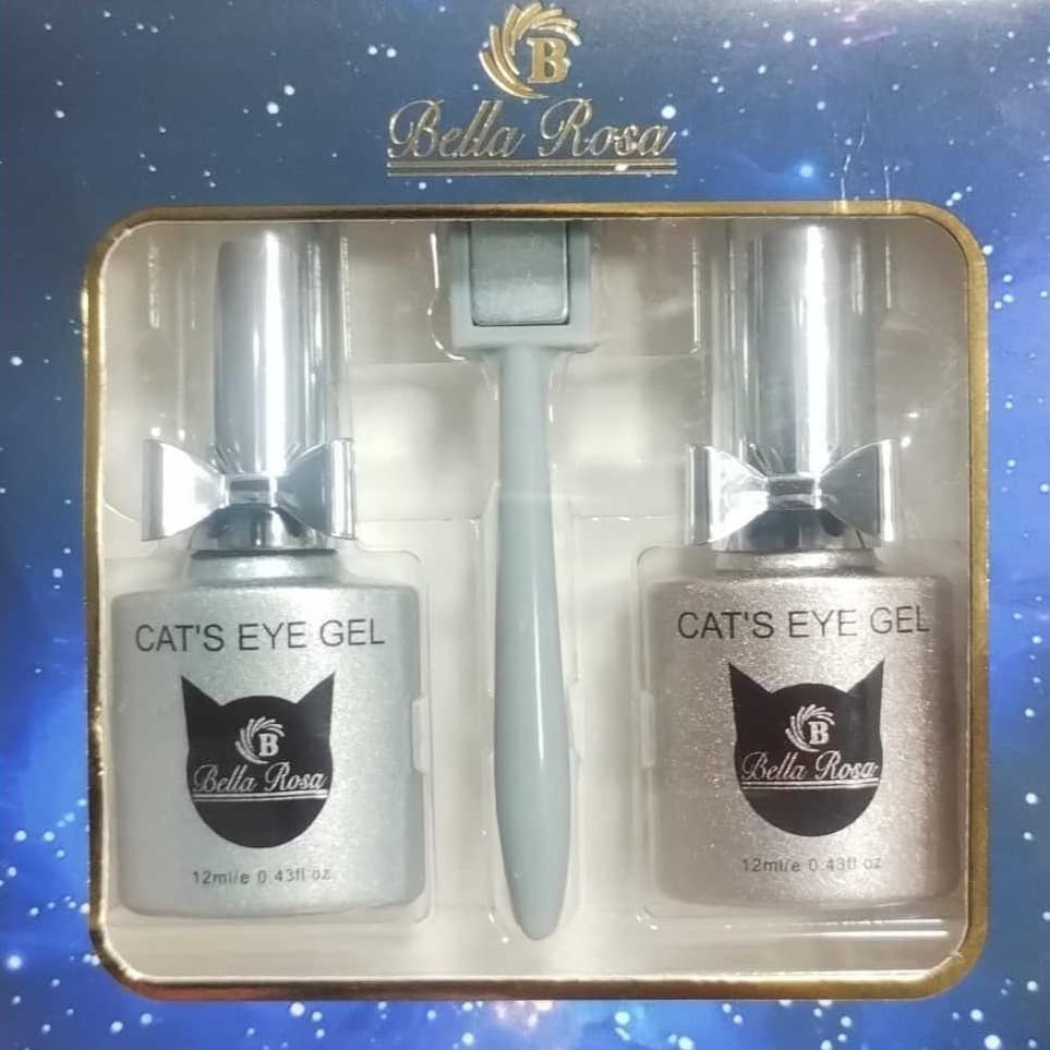 Kit 2 Esmaltes Em Gel Metálico - Bella Rosa - Olho De Gato - Com Imã
