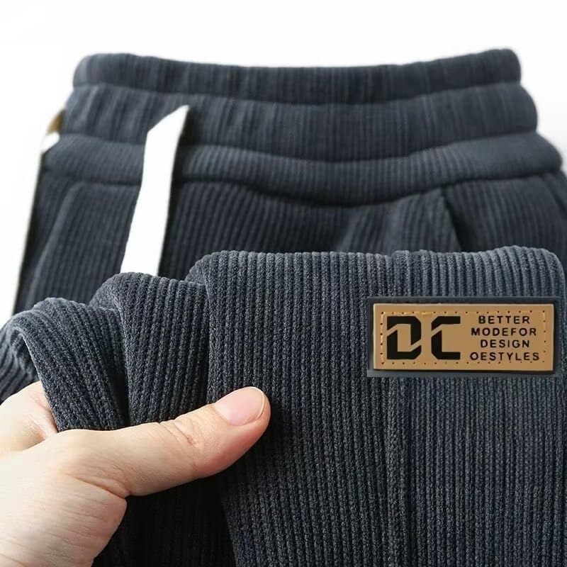 Calças casuais de veludo calças masculinas velo engrossado calças compridas moletom outono inverno listrado velo esporte
