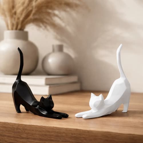Escultura Gato Decoração Minimalista Moderna Sala Quarto Pet