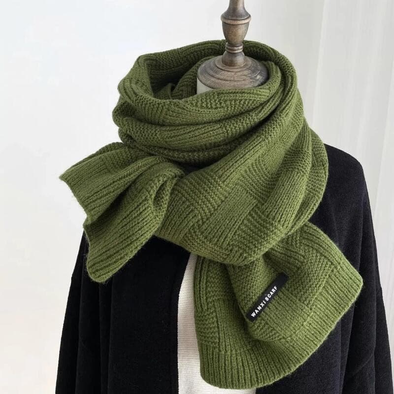 Simples Cor Sólida Versátil Cachecol Moda Inverno Senhoras Xale Elegante Malha Quente