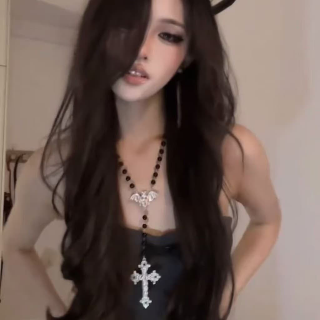 colar aço inoxidável colar Série escura doce legal menina clavícula corrente morcego cruz camisola corrente gótico Pun