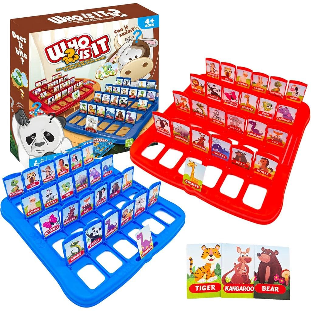 Jogo de Tabuleiro para Crianças, Jogo de Tabuleiro "O Que É Isso?" com Tema de Animais para 2 Jogadores, Jogo Familiar