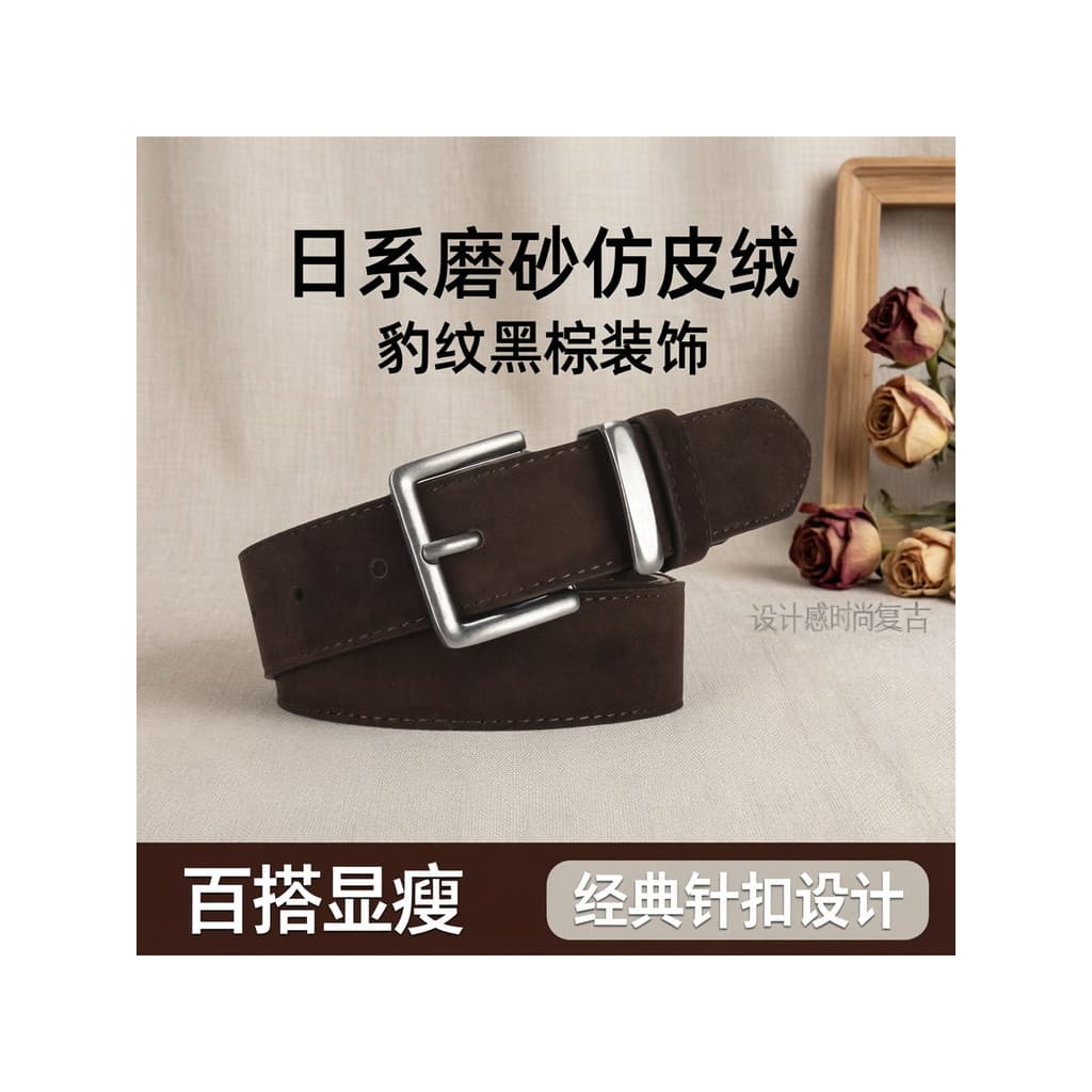 Japonês fosco couro falso pino fivela cinto leopardo impressão preto marrom decorativo combinando saia Design moda Retro