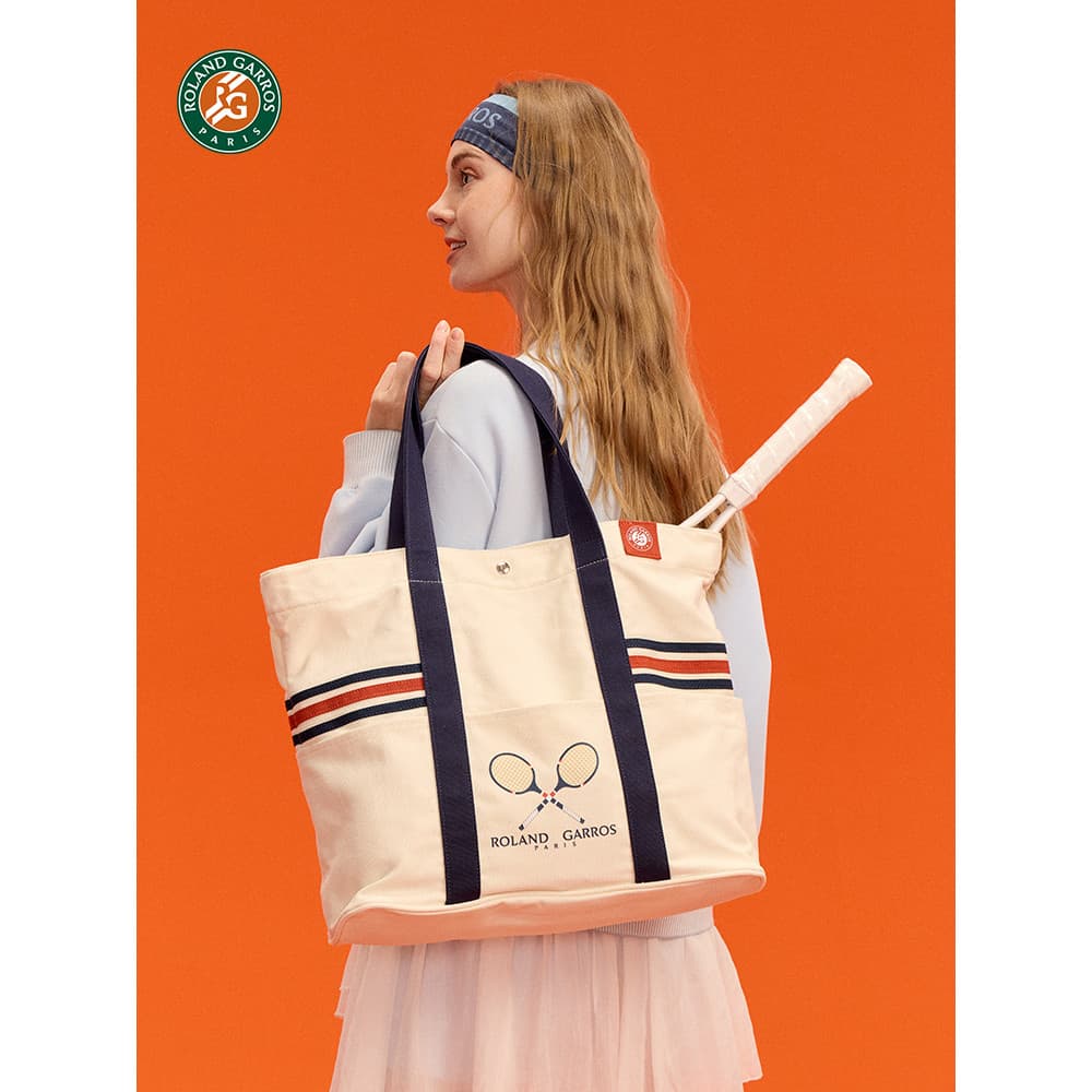 Roland Galos Bolsa de tênis francesa Bolsa de lona Bolsa de armazenamento de raquete de tênis Bolsa de lona periférica M
