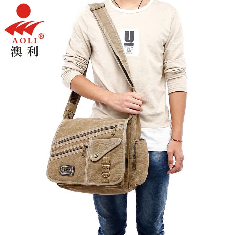 Bolsa de ombro masculina Casual versão coreana na moda lona ao ar livre saco do mensageiro estudante mochila esportes gr