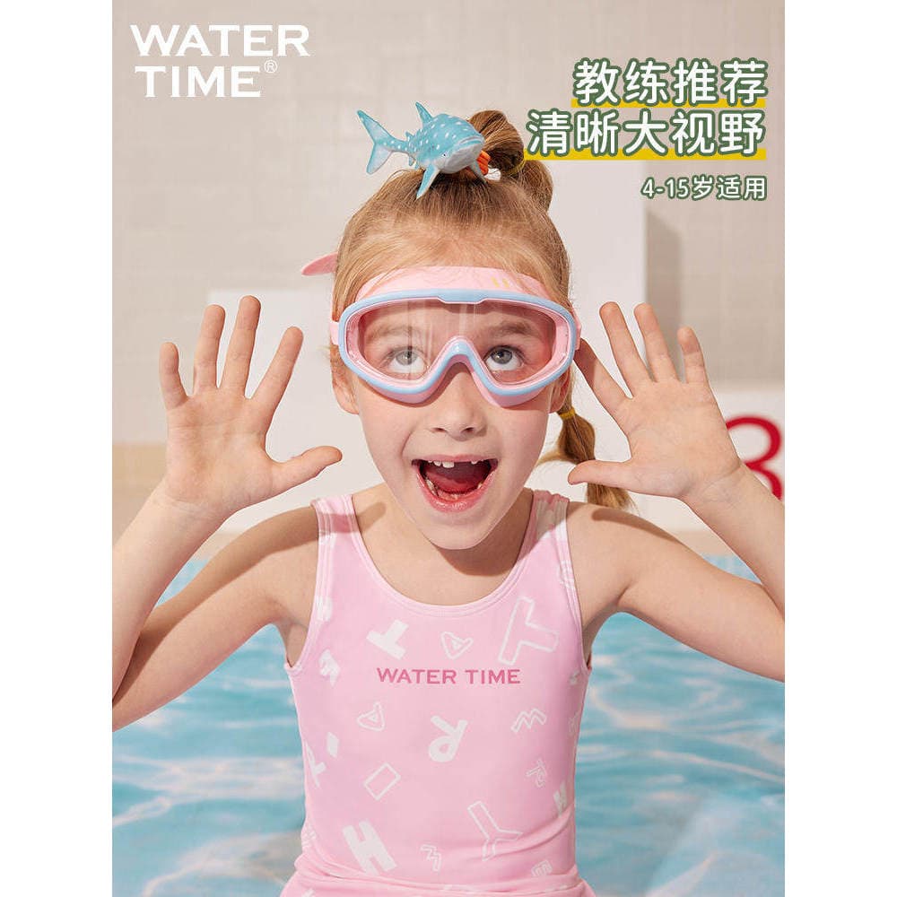 WaterTime crianças óculos de natação de armação grande meninos meninas à prova dwaterproof água Anti-nevoeiro óculos de