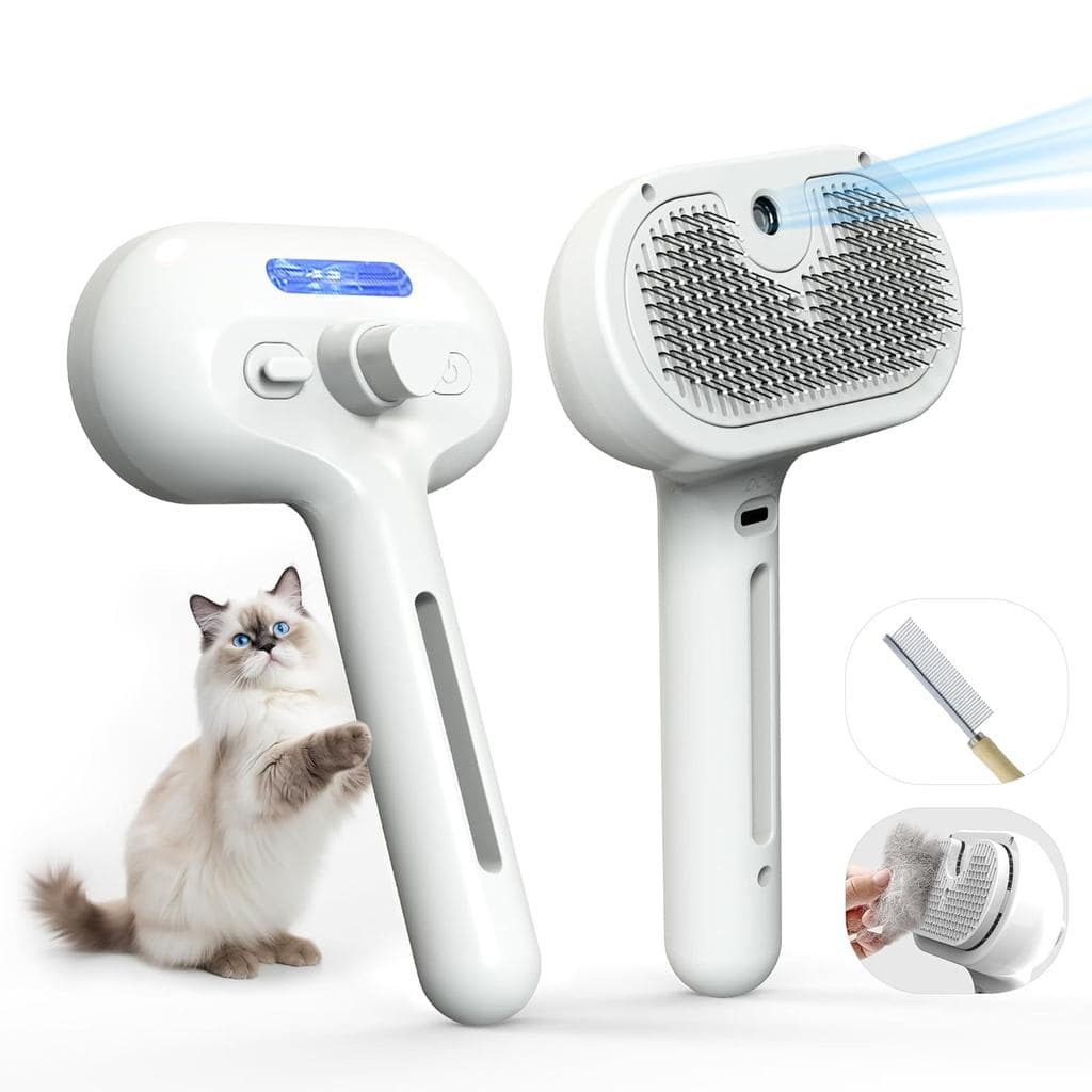 Escova de Higiene para Animais de Estimação com Pulverizador de Névoa Eletrônico - Ferramenta Suave para Remover Pelos d