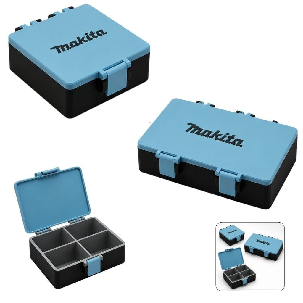 Caixa Organizadora Makita Porta Parafusos Bits Porcas Com Divisórias Trava Simples Ou Dupla
