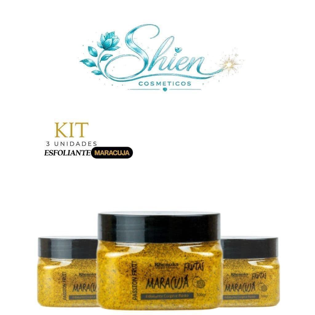 Kit 3 Esfoliante Frutas Corpo E Rosto Maracuja 300G Rhenuks (Afilhado)