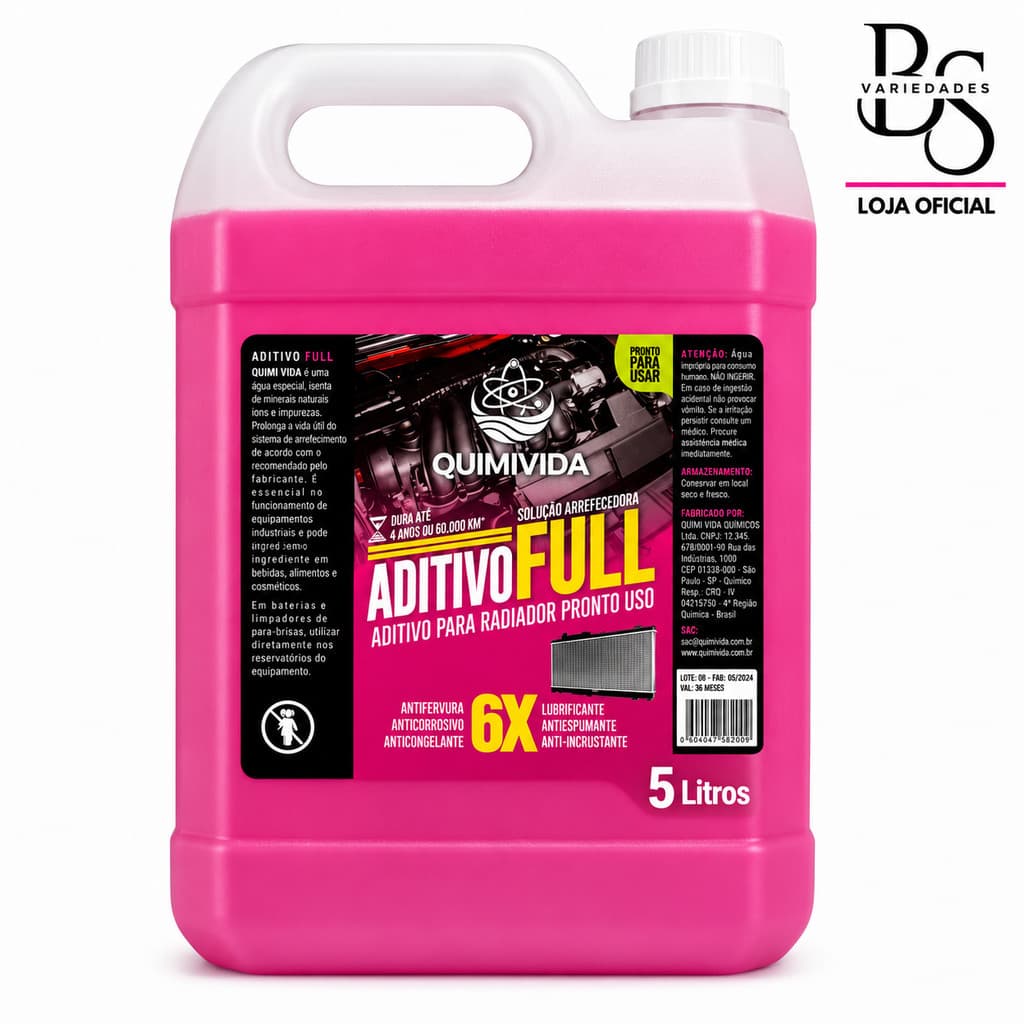 Aditivo para Radiador Pronto Uso Rosa 5L Quimivida - Anticorrosivo