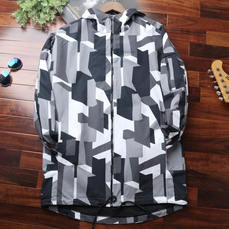 Moda street wear 2018 inverno novo estilo street wear confortável All-Match figuras geométricas estilo longo com capuz b