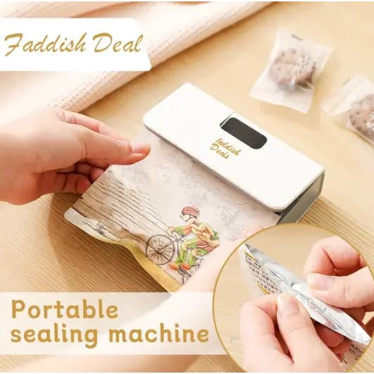 Máquina de selagem inteligente recarregável, mini seladora portátil, adequada para chá e lanches, tipo de pressão manual