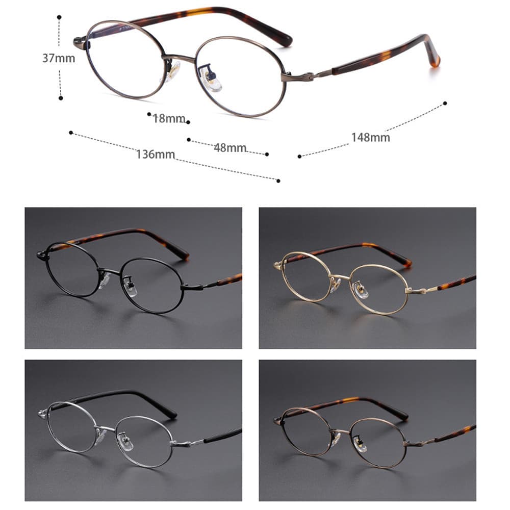 Retro Fino Quadro Oval Metal Óculos Luz Luxo E High End Adequados Para Homens Mulheres