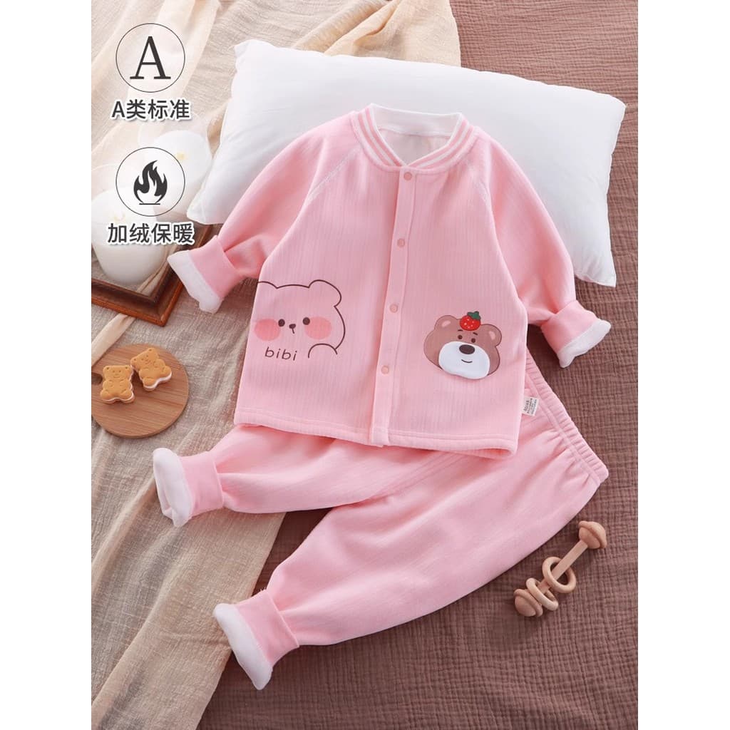 Roupas térmicas para bebês, terno dividido, peça única, lã, manga comprida, roupas de outono, forro de lã, bebê infantil