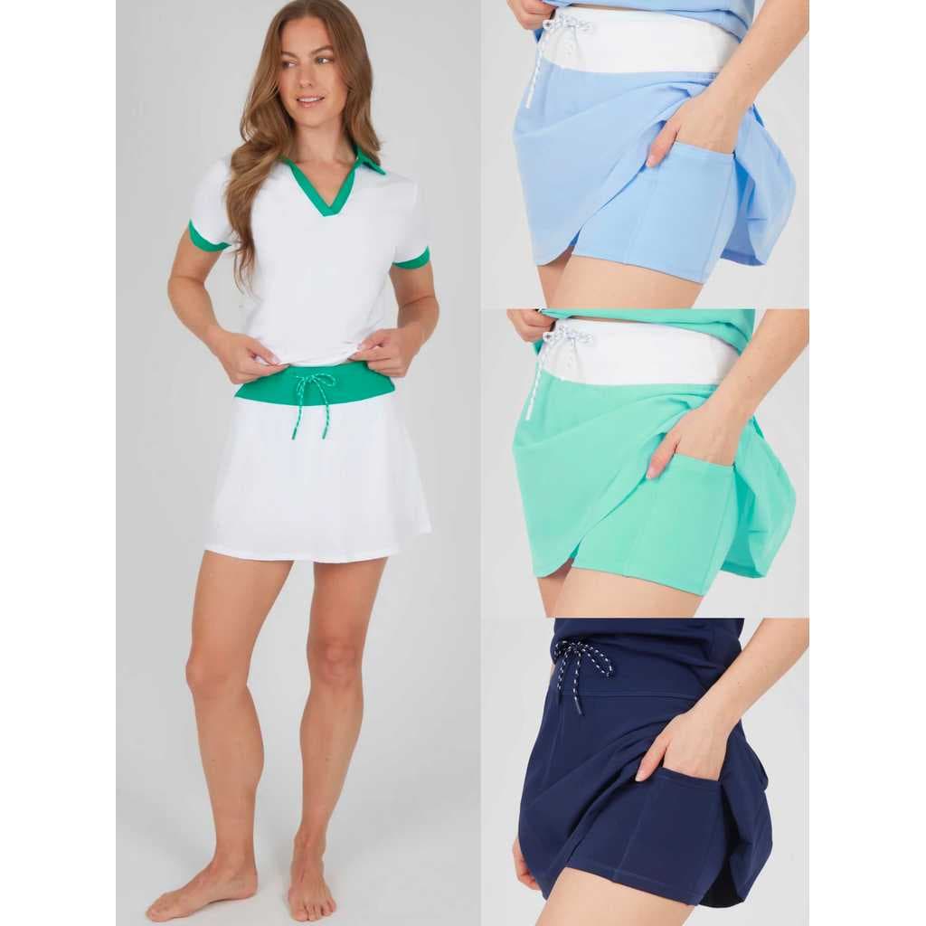 Norte-americano único 90De * XS-XL contraste cor Nude alta elástica de secagem rápida Anti-exposição saia esportiva saia