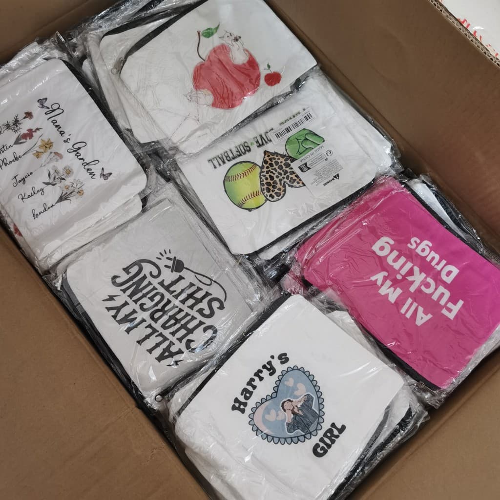 Enviar 7 bolsas pequenas de lona porta-cartões multifuncionais sacos de documentos em bolsas bolsas de cosméticos estojo