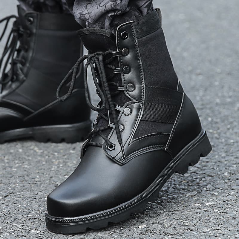 Botas de combate masculinas antiderrapantes, respiráveis, confortáveis, confortáveis, botas de treinamento de combate, b