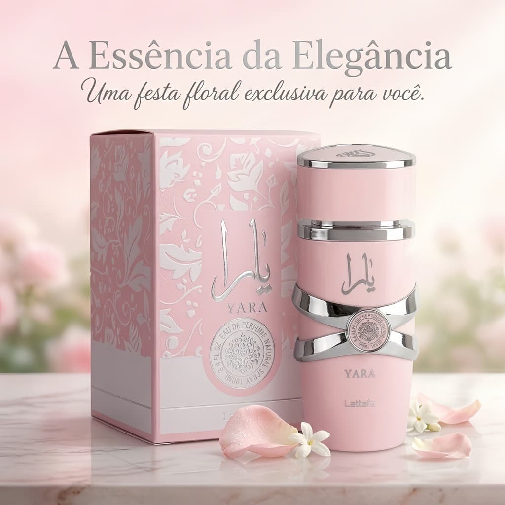 Perfume Feminino Yara Lattafa 100ml EDP - Notas de Baunilha, Orquídea e Frutas Tropicais, Longa Duração 8h