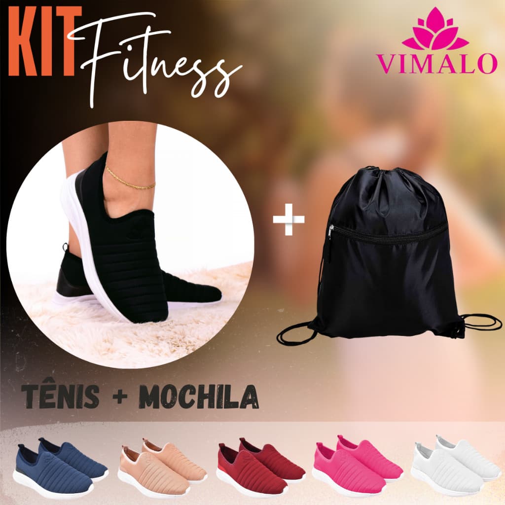 Kit Fitness Vimalo - Tênis jogging calce Fácil e Mochila esportiva. VL02 + MOCHILA