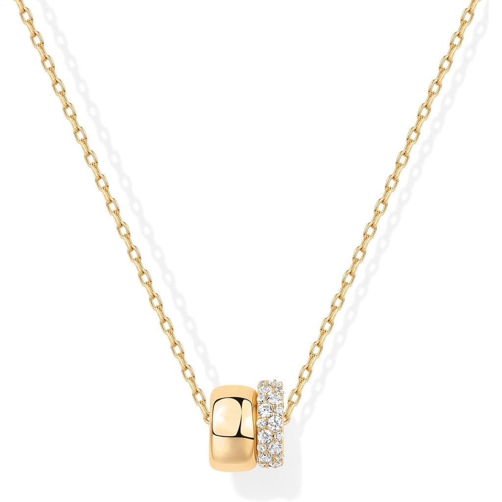 Colar com Pingente Banhado a Ouro 14K PAVOI para Mulheres |   Dois Pingentes Rondelle Distintos com Zircônia Cúbica |