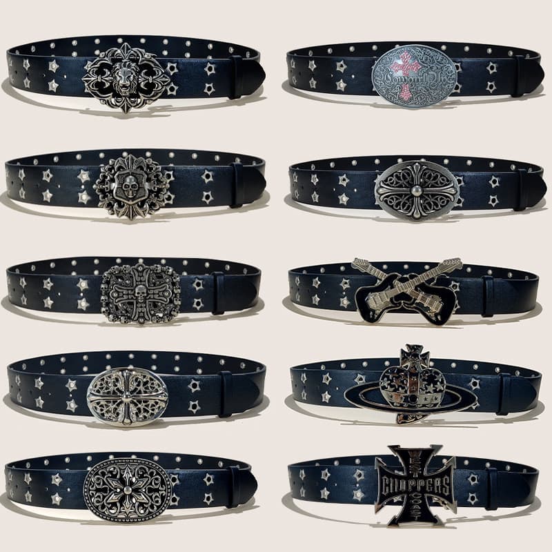 Cruz clássico cinto estrela poroso cinto y2k Punk rebite cinto masculino feminino com Jeans cinto calças cinto