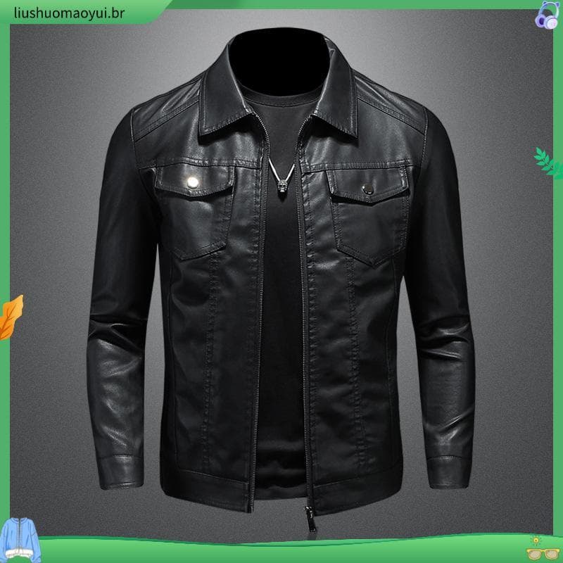 Pu jaqueta outono e inverno Slim Plus Down engrossado motociclista jaqueta jaqueta de couro masculina
