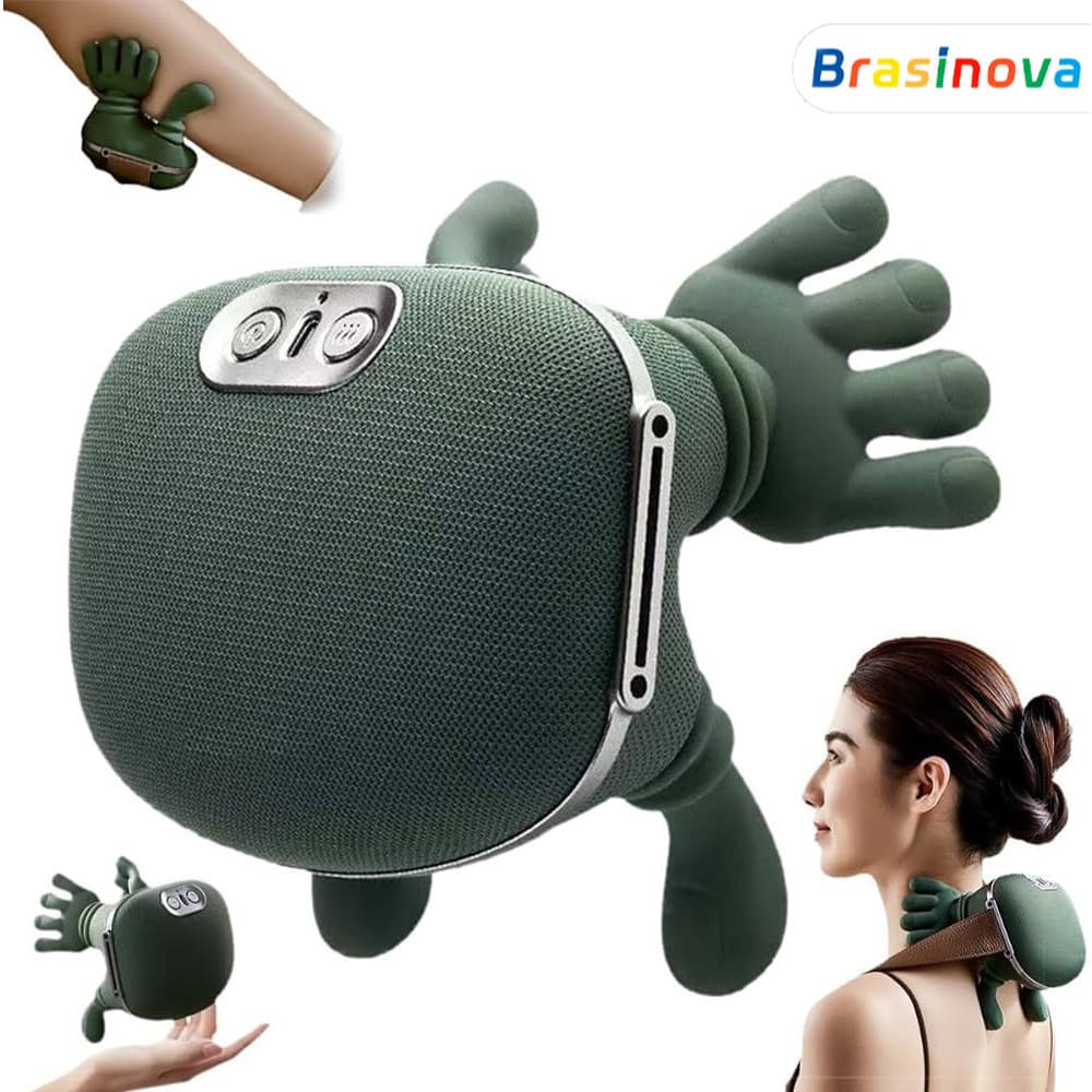 Massageador Cervical e Ombros com Aquecimento e 8 Pontos, Alívio de Tensão Portátil Hands-Free