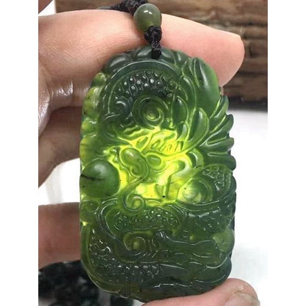 Taishan Jasper dragão marca pingente colar zodíaco dragão único dragão jogando grânulo masculino jade marca jade pingent