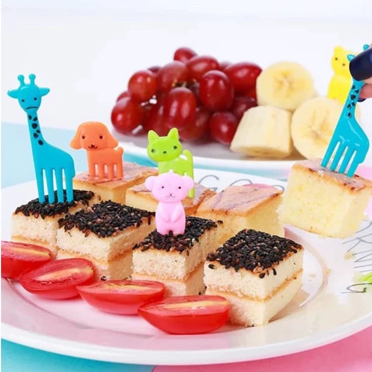 50 /10 peças Mini Garfo Para Petisco Infantil Desenho Animado Fruta Bolo Sobremesa