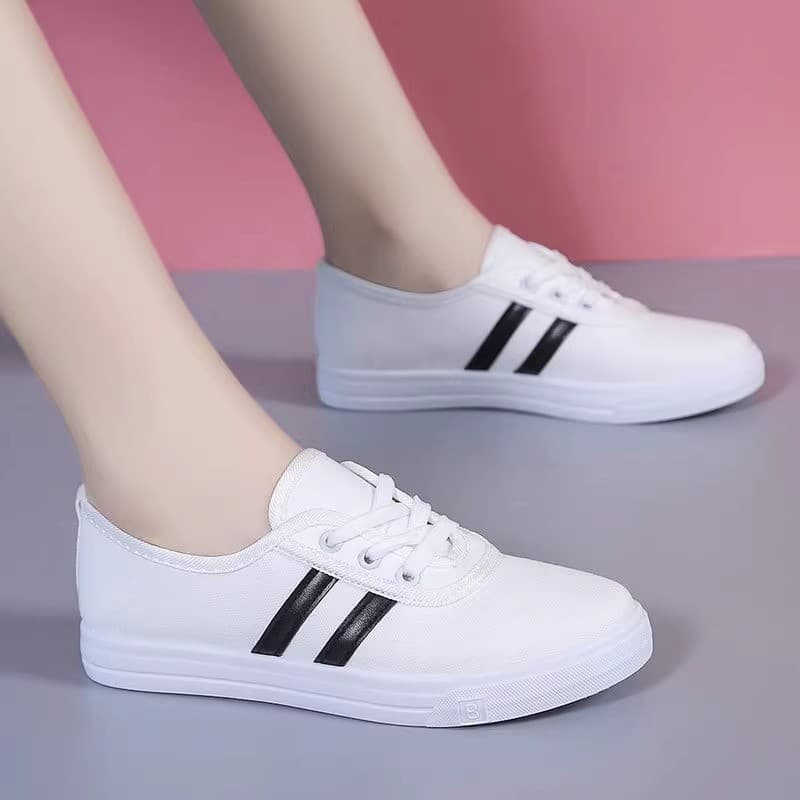 Verão baixo-Top boca rasa sapatos de lona casuais sapatos femininos versão coreana rendas esportes estudante sapatos bra