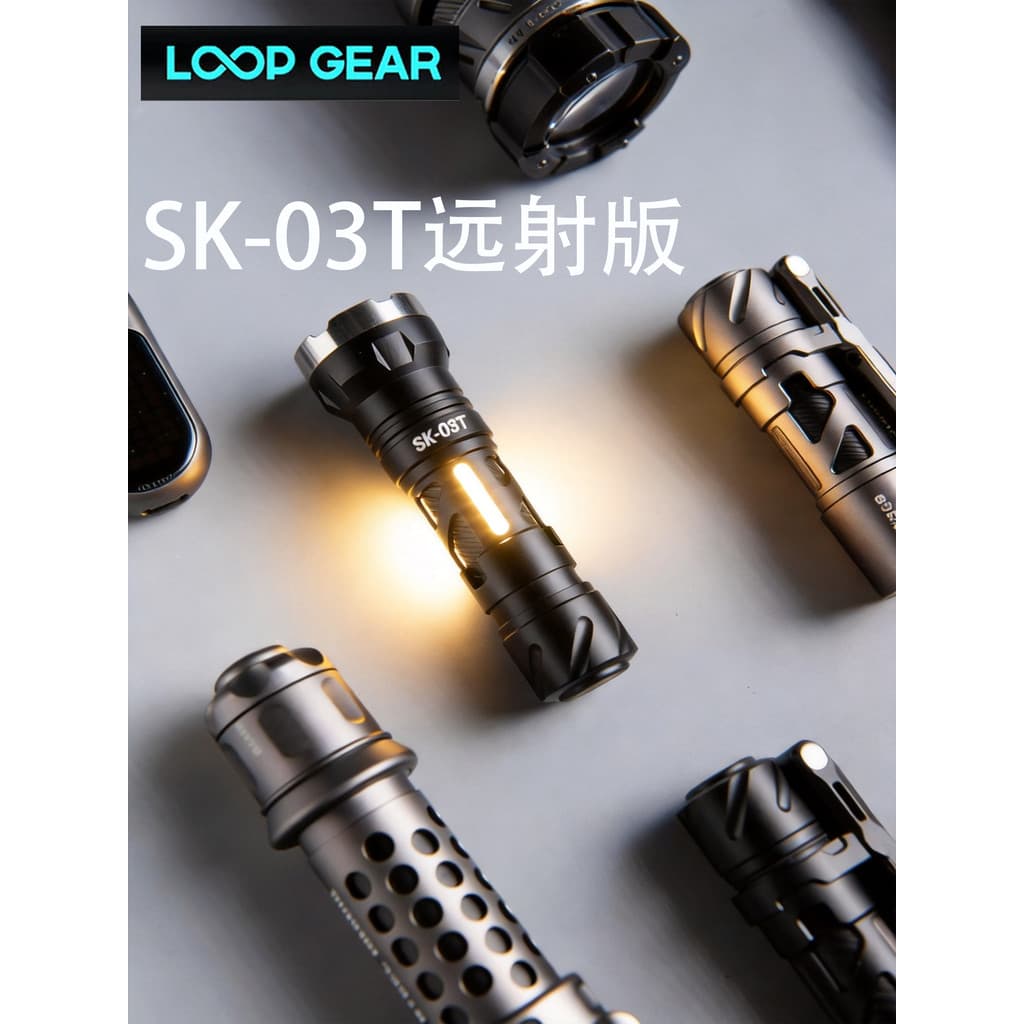 LOOP LOP SK03T Versão de longo alcance EDC Lanterna Luz lateral Iluminação Surround Lanterna de liga de alumínio Benefíc