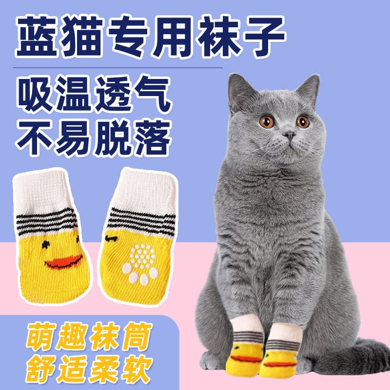 Gato azul meias especiais sapatos não-riscos pé capa anti-sujeira proteção para os pés capa de sapato para animais de es