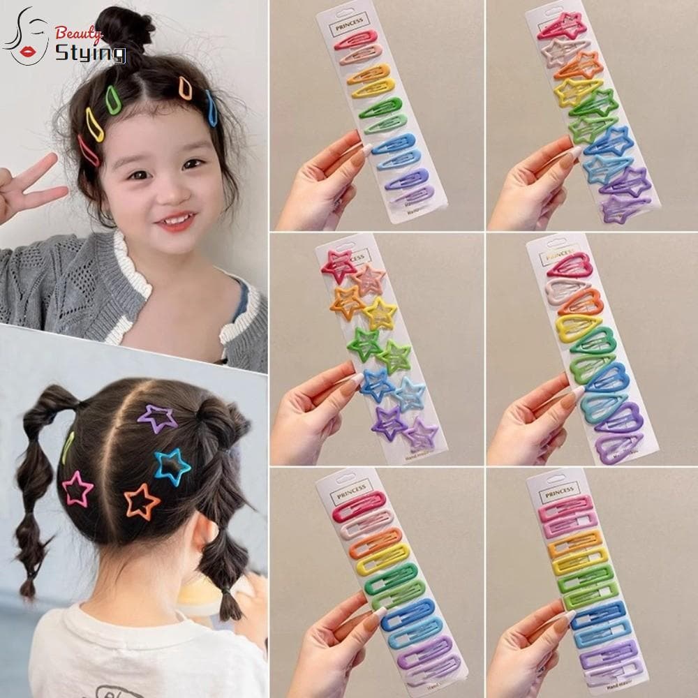GERYRUD 10 Peças De Grampos De Cabelo , Acessórios Coloridos De Liga , Feitos À Mão Em Formato De Coração Com Estrela Co