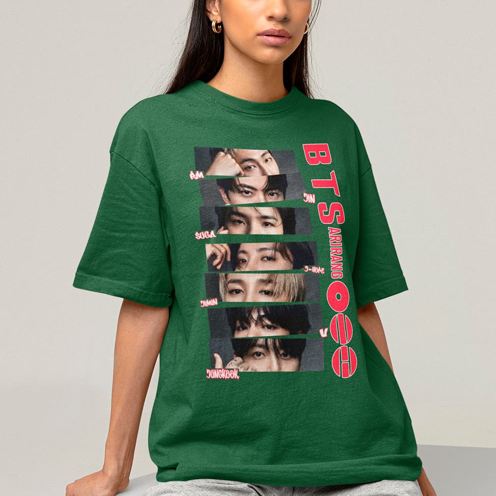 Camisa Bts Kpop Estampa Personalizada Arirang Tour Blusa Camiseta Bangtan Feminina Algodão Premium