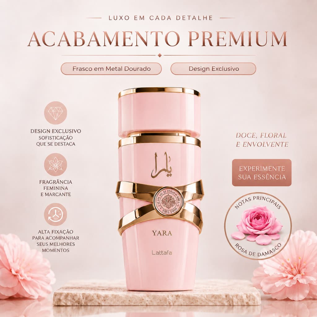 Perfume Árabe Lattafa Yara Rosa Feminino Original 100ML