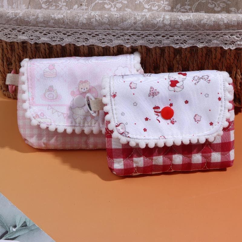 Bolsa de Moedas Decorativa Fofa com Estampa Xadrez, Bolsa Multifuncional para Moedas e Fones de Ouvido